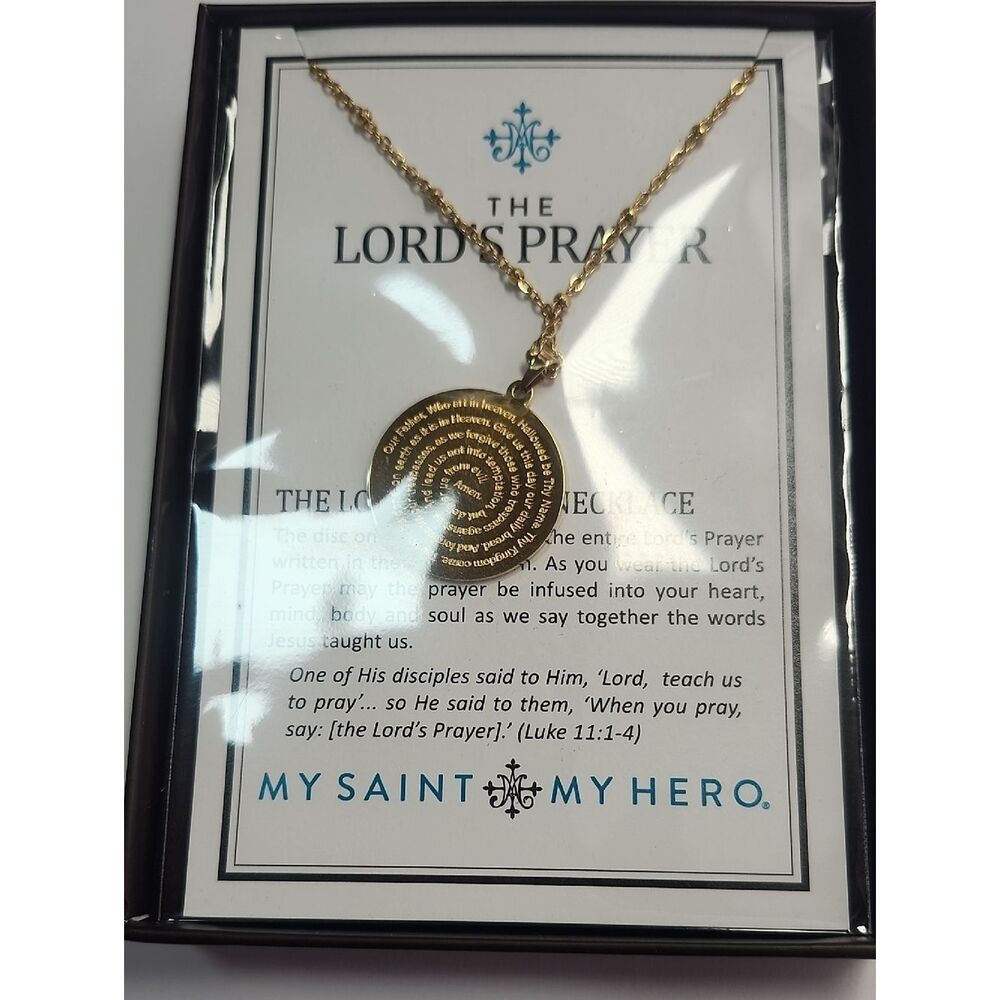 My Saint My Hero The Lord's Prayer Gold Pendant Necklace